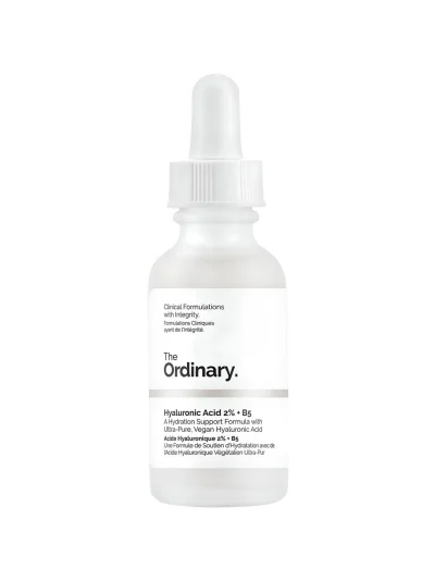 The Ordinary Hyaluronic Acid 2% + B5 Hydrating Serum – 30ml frosted glass bottle with a white dropper