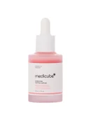 A professional shot of Medicube PDRN Pink Peptide Serum in its frosted pink bottle, designed for daily skin elasticity and radiance.