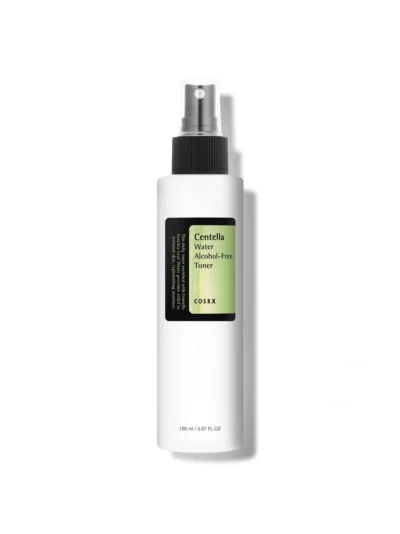 COSRX Centella Water Alcohol-Free Toner – 150ml white spray bottle with a green label on a clean background.