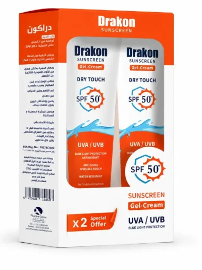 Drakon SPF50+ Dry-Touch Sunscreen Gel-Cream Duo 2 x 60g